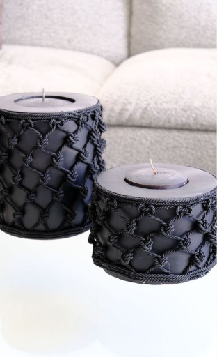 Set de velas tejido de macramé