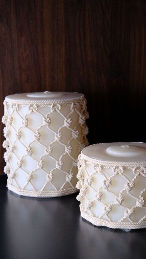 Set de velas tejido de macramé