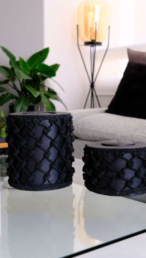 Set de velas tejido de macramé