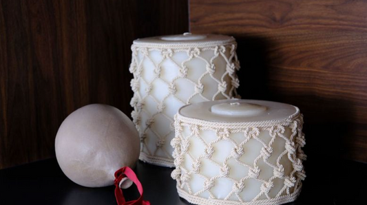 Set de velas tejido de macramé